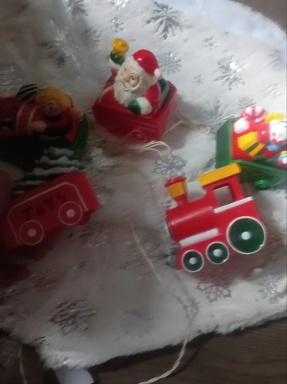 Holiday Red and Green Toy Train Set Lights